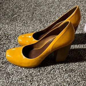 Yellow Block Heel Women's Shoes